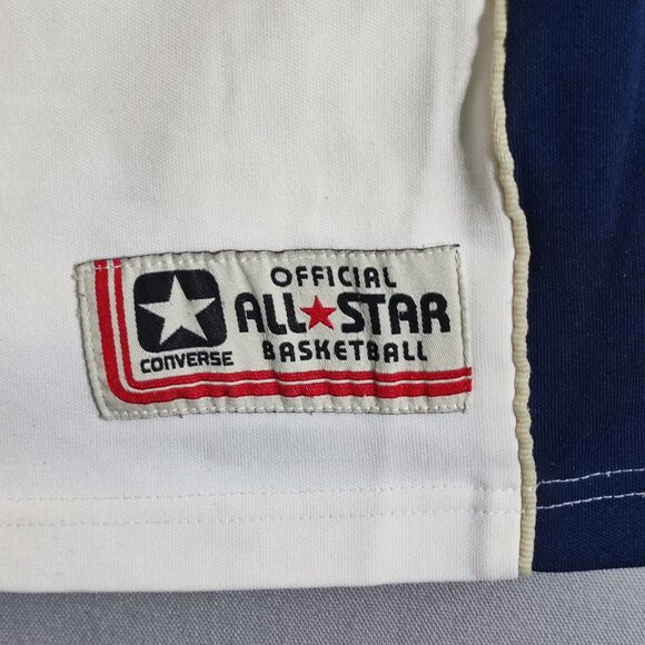 Converse All Star 1/4 zip up collar short sleeve shirt men's size 2XL white blue - Picture 6 of 11